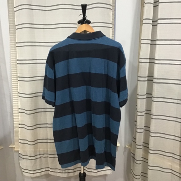 Gap Men Size XXL Navy Stripe Rugby Classic Fit Pique Polo Shirt Casual Cotton - Picture 3 of 6